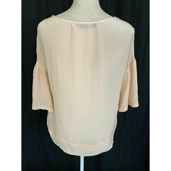 Zara Womens Solid Light Pink Long Sleeve Sheer Top Small - Picture 5 of 7